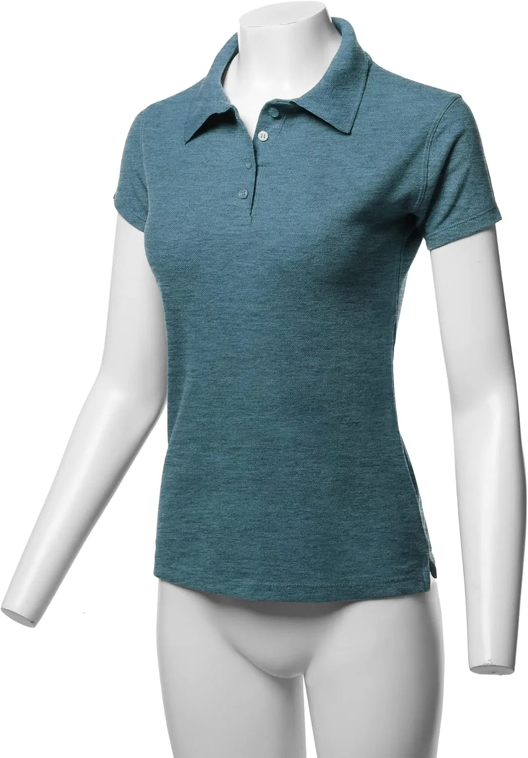 A2Y Women's Basic Casual Essentials 4-Button Junior-Fit PK Cotton Pique Polo Shirt