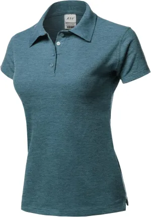 A2Y Women's Basic Casual Essentials 4-Button Junior-Fit PK Cotton Pique Polo Shirt