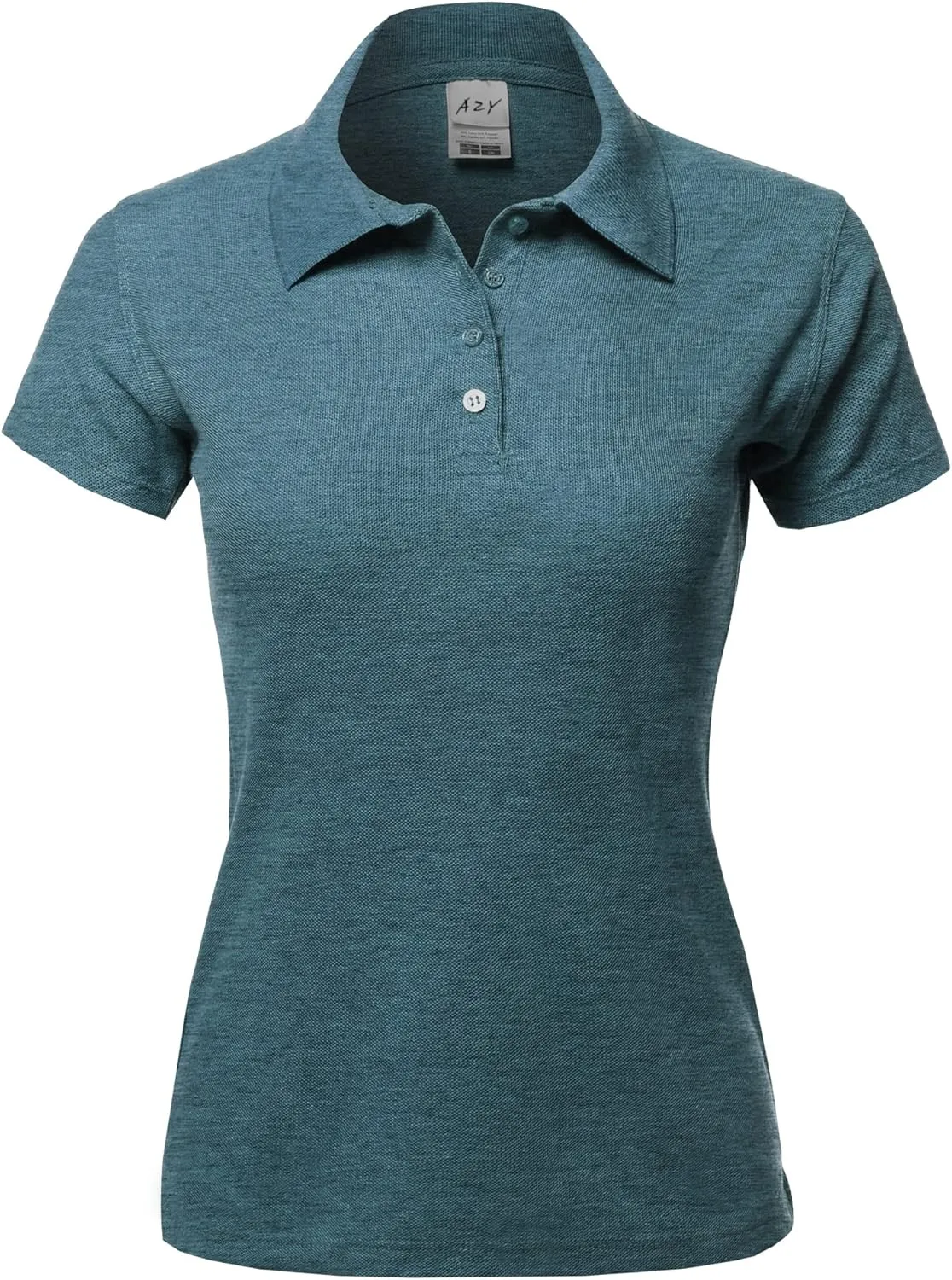 A2Y Women's Basic Casual Essentials 4-Button Junior-Fit PK Cotton Pique Polo Shirt