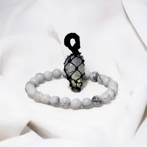 Anxiety Free Combo (Opalite Mesh Weave Crystal Pendant   Howlite Bracelet)