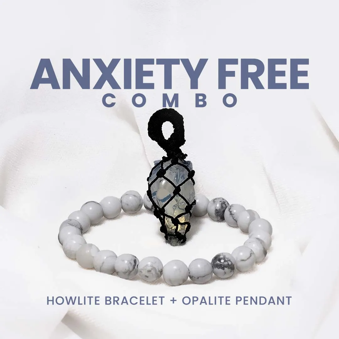 Anxiety Free Combo (Opalite Mesh Weave Crystal Pendant   Howlite Bracelet)