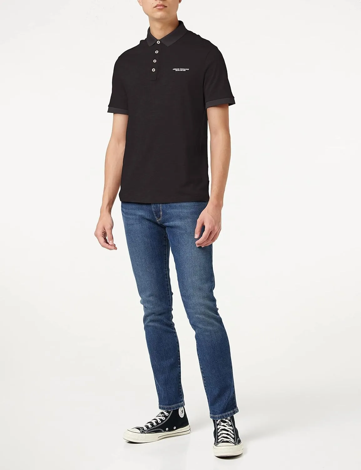 Armani Exchange Men's Short Sleeve Contrast Logo Jersey Polo