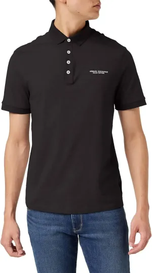 Armani Exchange Men's Short Sleeve Contrast Logo Jersey Polo