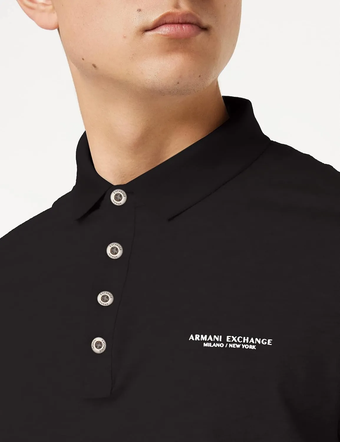 Armani Exchange Men's Short Sleeve Contrast Logo Jersey Polo