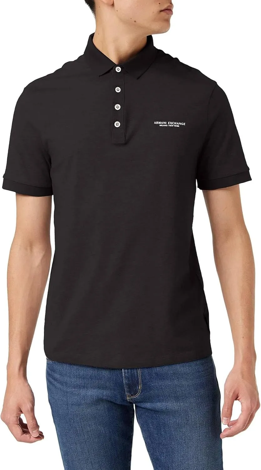 Armani Exchange Men's Short Sleeve Contrast Logo Jersey Polo