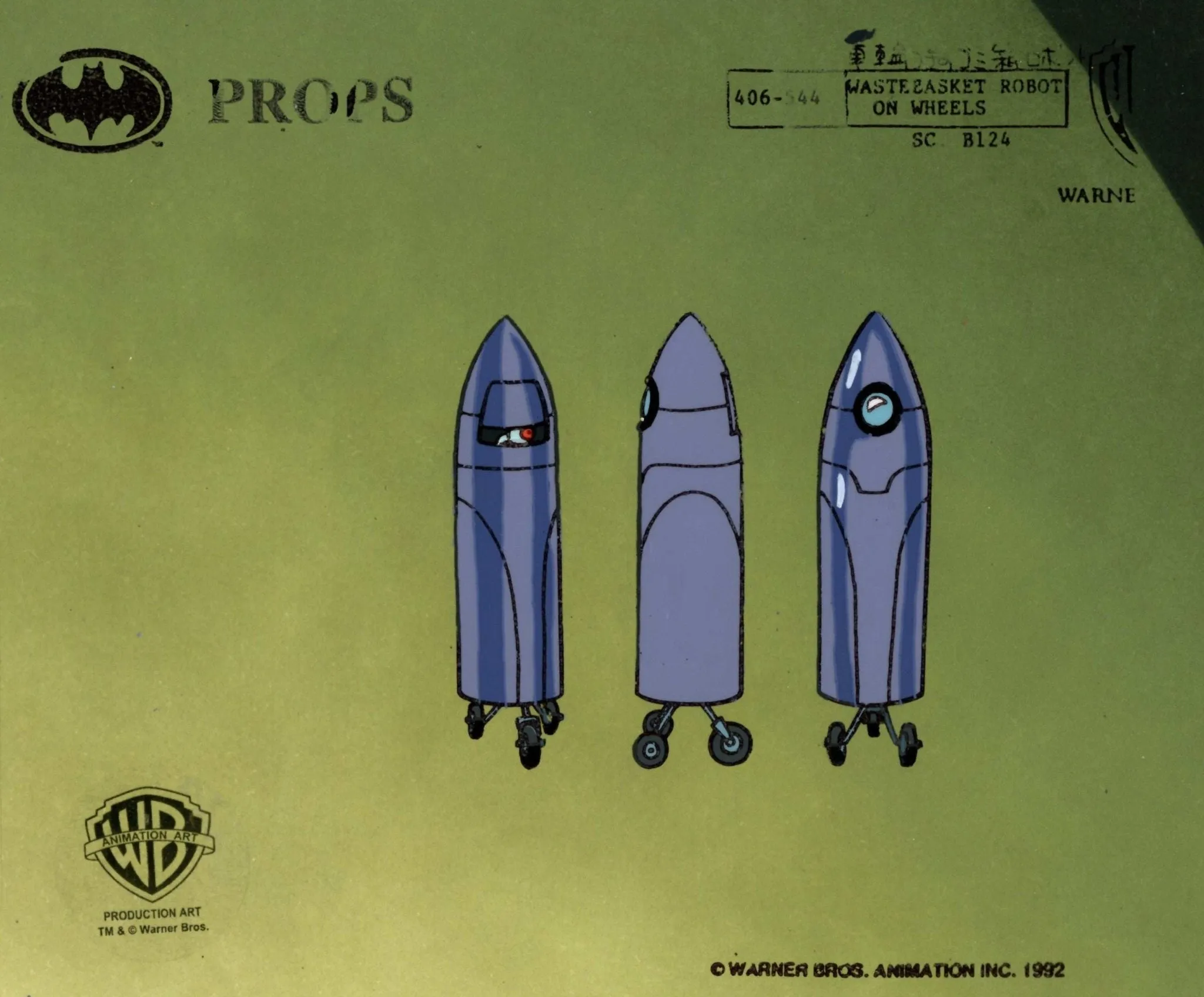 Batman the Animated Series Original Production Color Model Sheet Set: Wastebasket Robot on Wheels