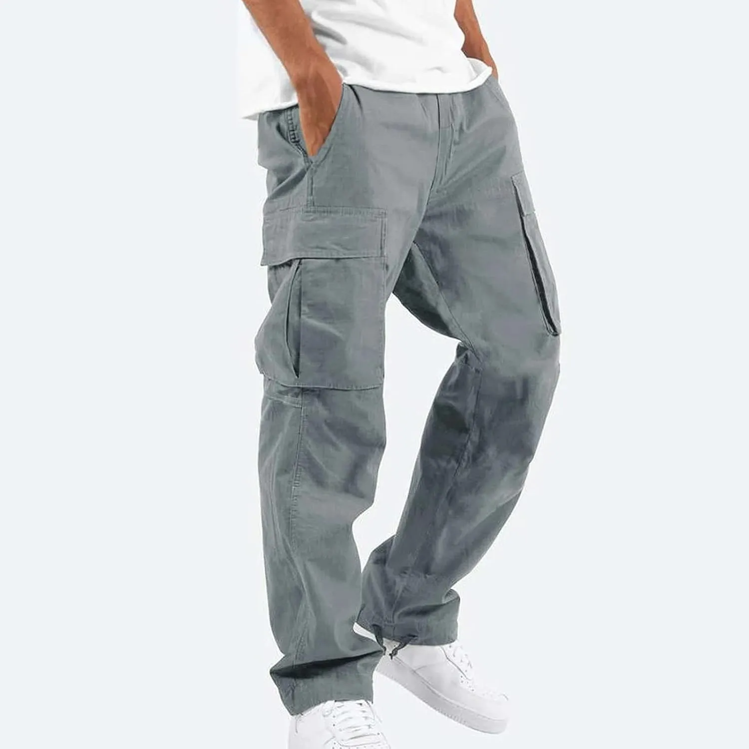 Cargo Work Pants for Men Elastic Waist Hiking Pants Plus Size Athletic Joggers with Multi Pockets Outdoor Tactical Pant