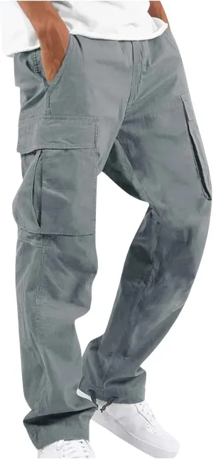 Cargo Work Pants for Men Elastic Waist Hiking Pants Plus Size Athletic Joggers with Multi Pockets Outdoor Tactical Pant