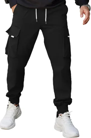 COOFANDY Men's Cargo Joggers Drawstring Jogger Cargo Pants Fashion Tapered Pants with Multi Pockets