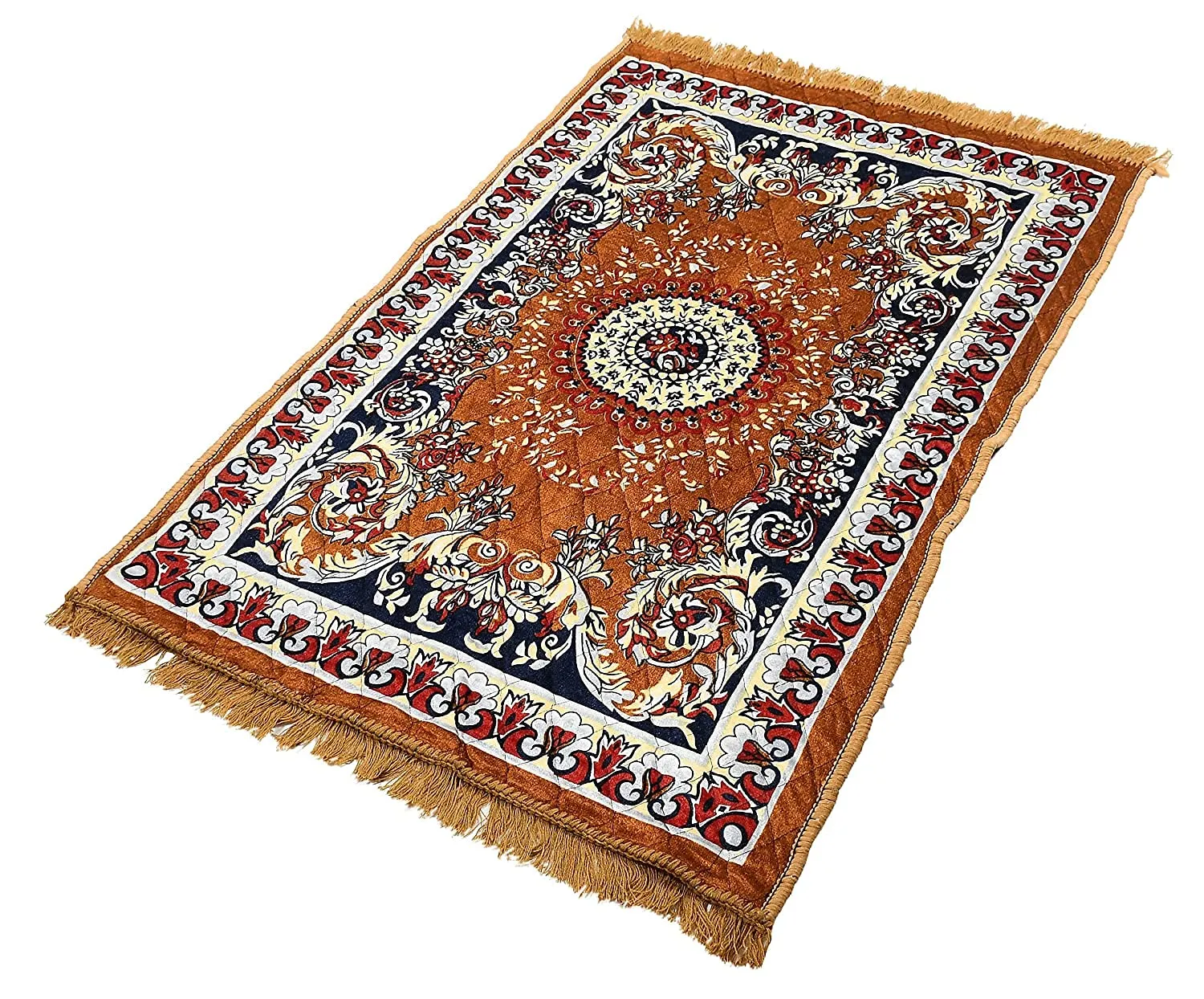 COZY FURNISH Velvet Pooja Asan Mat - Size 28 x 48(Inches) 71X121(CM) 2X4(Feet) Bed Side Runner,Floor Mat, Floor Rug, Pack of 1 Velvet Asan (Golden)