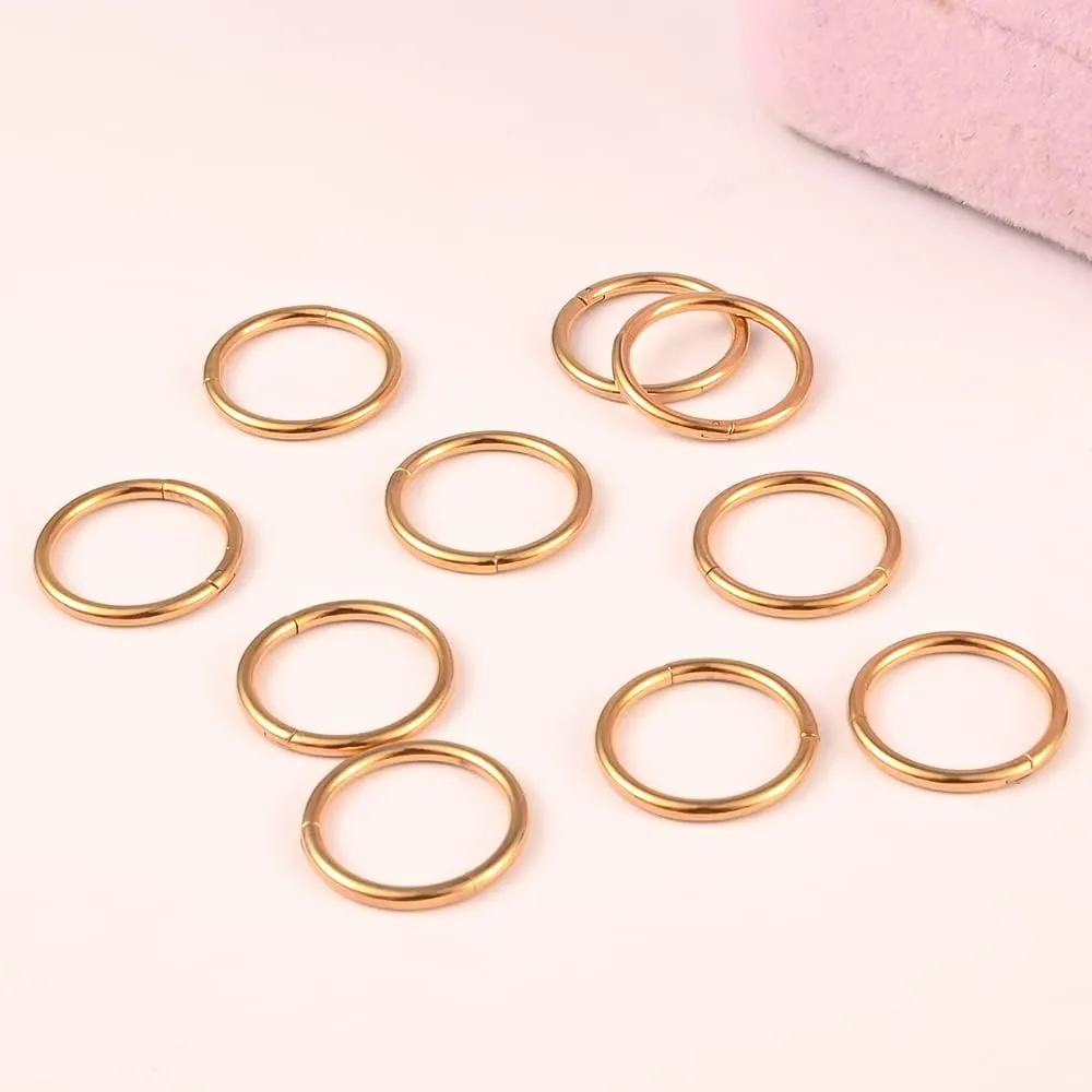DOEARKO 10 PCS 16G Septum Nose Piercing Rings Hypoallergenic 316L Stainless Steel 0g 00g Plugs for Ears Body Piercing Jewelry