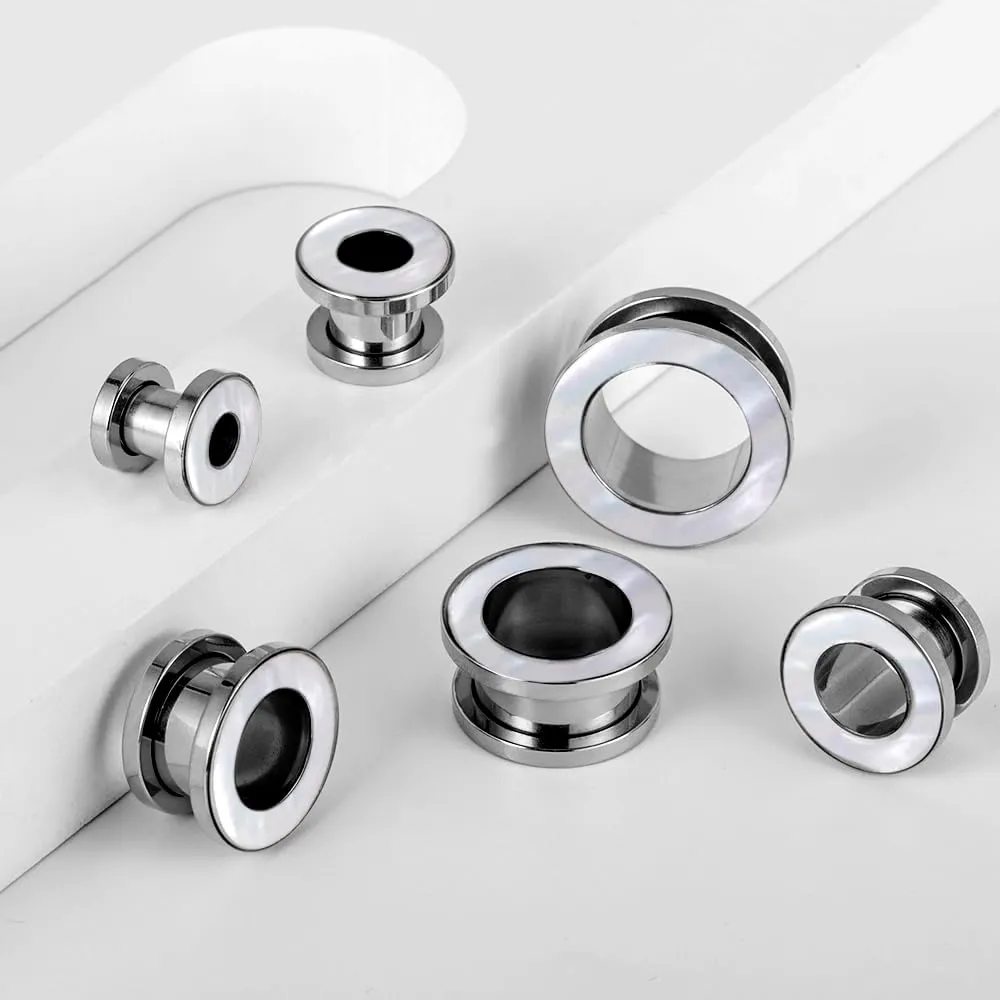 DOEARKO 2 Pairs Conch Shell Ear Gauges Tunnels and Plugs 316L Stainless Steel Hypoallergenic Earrings Ears Expander Body Jewelry
