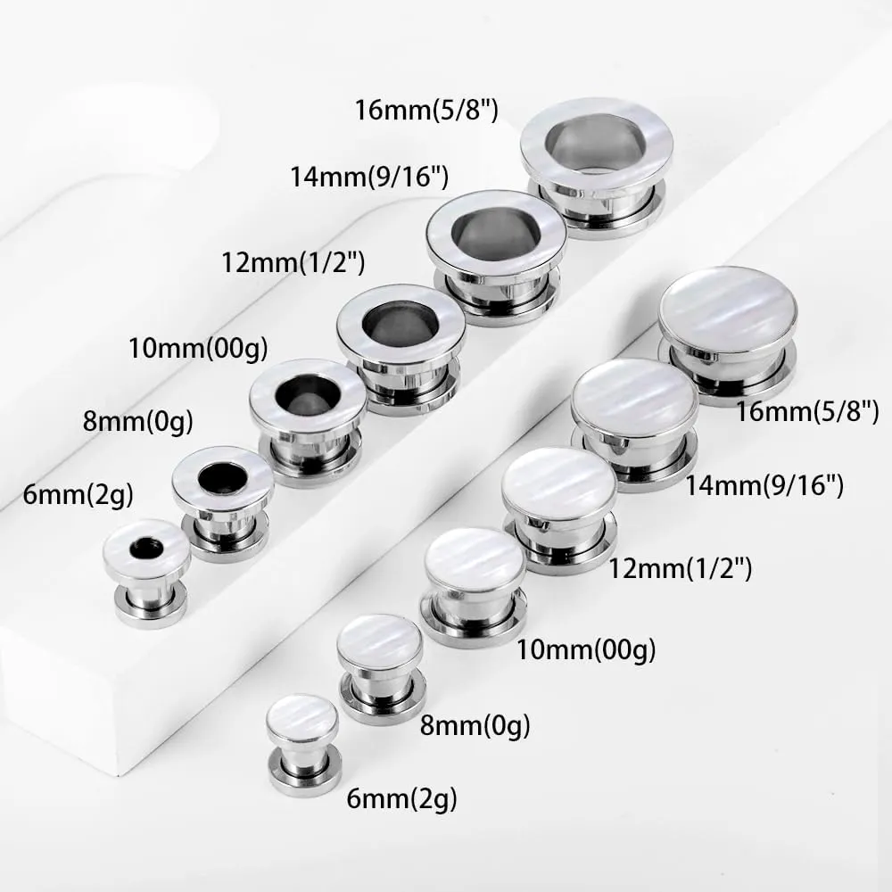 DOEARKO 2 Pairs Conch Shell Ear Gauges Tunnels and Plugs 316L Stainless Steel Hypoallergenic Earrings Ears Expander Body Jewelry