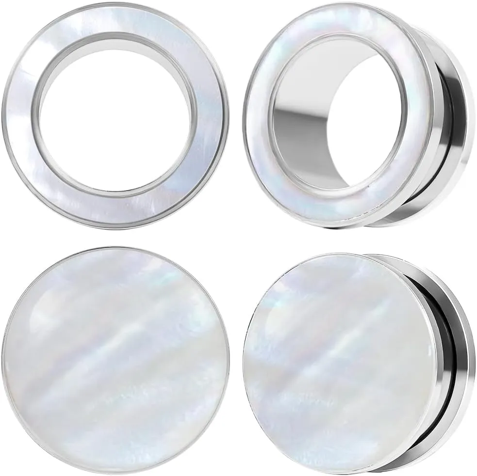DOEARKO 2 Pairs Conch Shell Ear Gauges Tunnels and Plugs 316L Stainless Steel Hypoallergenic Earrings Ears Expander Body Jewelry