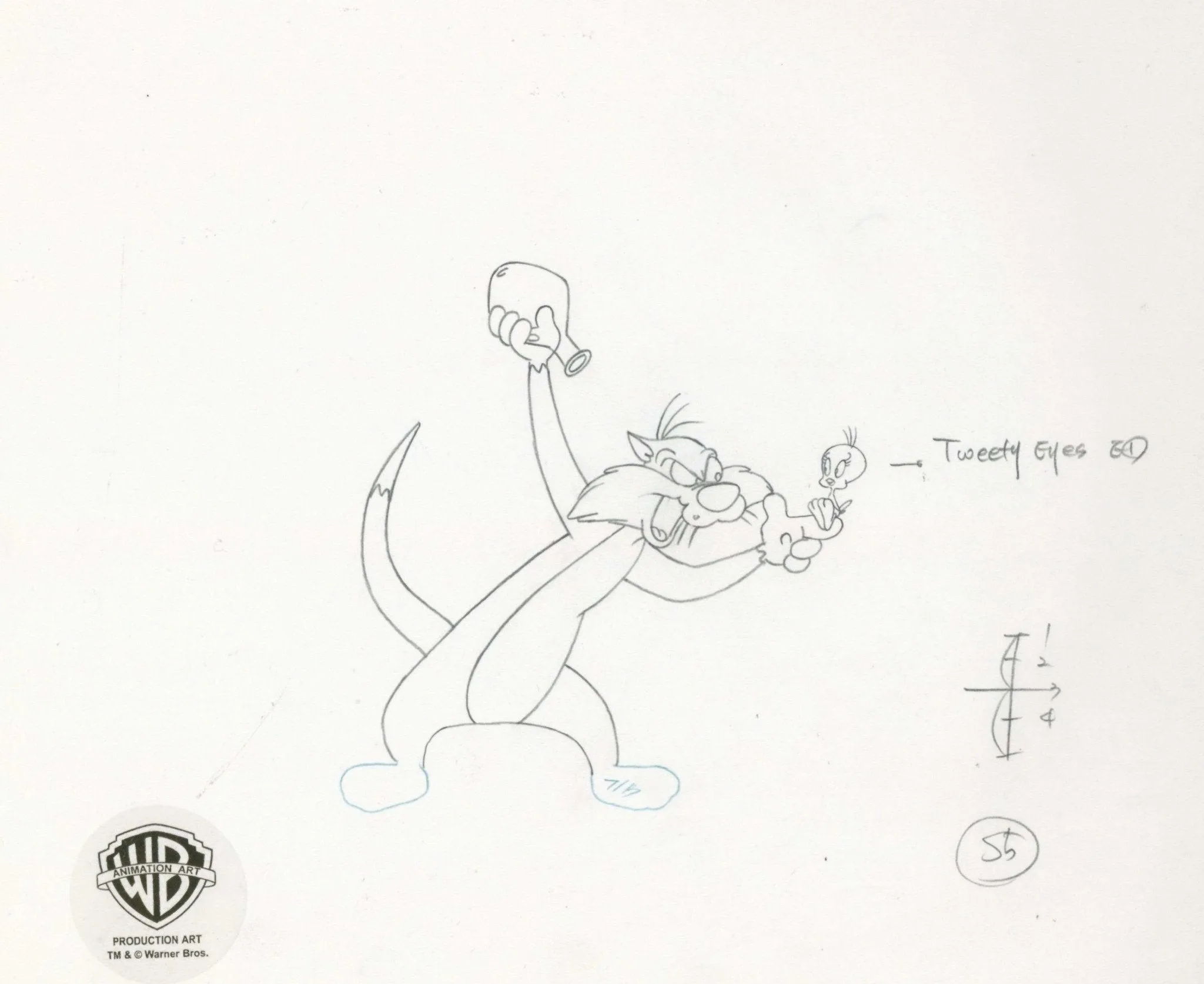 Looney Tunes Original Production Drawing:  Sylvester and Tweety
