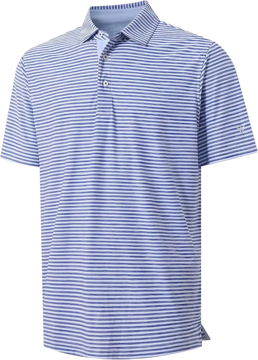 M MAELREG Golf Polo Shirts for Men Short Sleeve Dry Fit Striped Performance Moisture Wicking Collared Casual Mens Golf Shirt