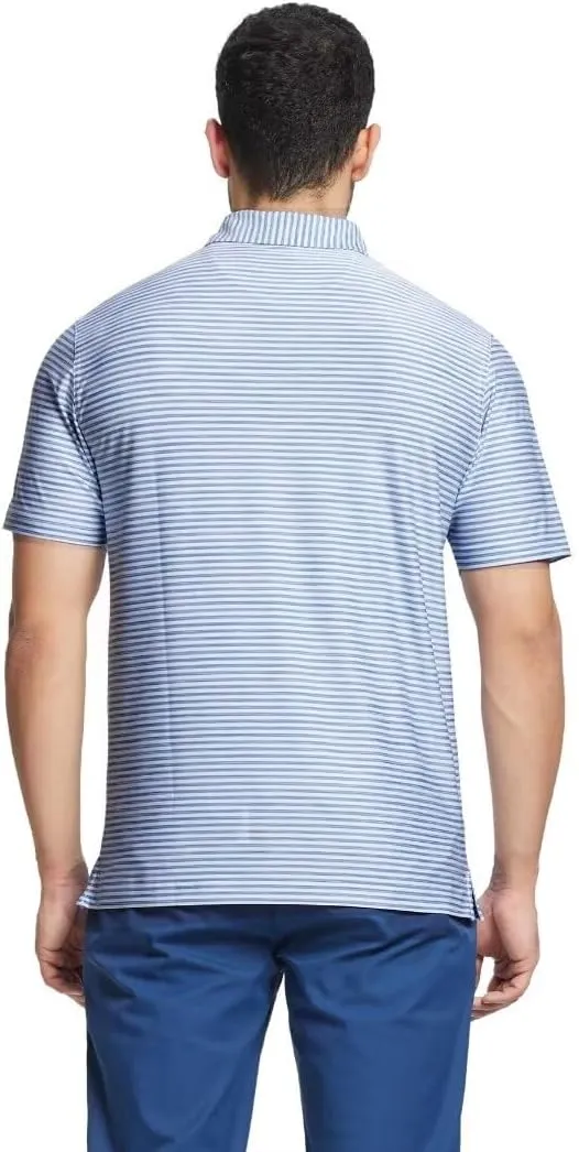 M MAELREG Golf Polo Shirts for Men Short Sleeve Dry Fit Striped Performance Moisture Wicking Collared Casual Mens Golf Shirt