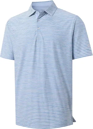 M MAELREG Golf Polo Shirts for Men Short Sleeve Dry Fit Striped Performance Moisture Wicking Collared Casual Mens Golf Shirt