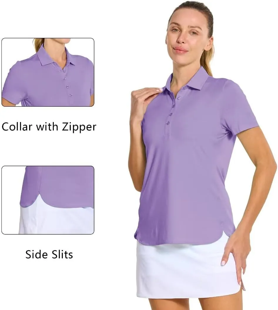 M MAELREG Womens Golf Shirt Short Sleeve 5 Buttons Quick Dry Casual Solid Moisture Wicking Tennis Polo Shirts for Women