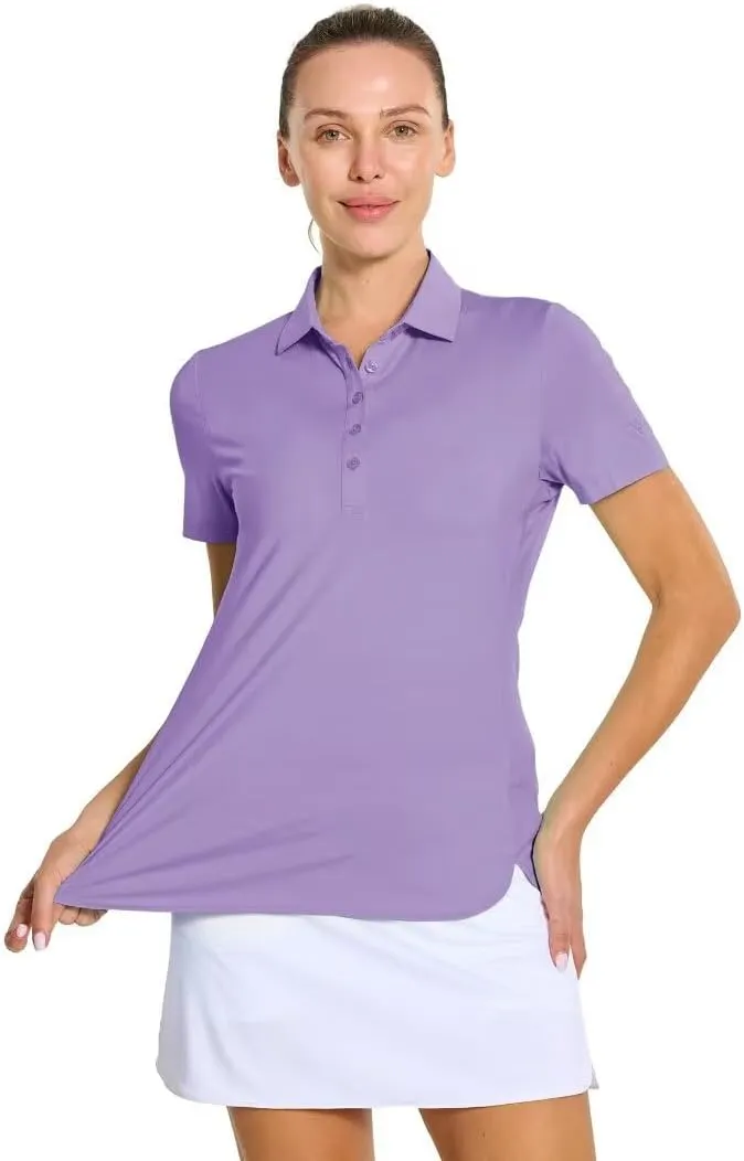 M MAELREG Womens Golf Shirt Short Sleeve 5 Buttons Quick Dry Casual Solid Moisture Wicking Tennis Polo Shirts for Women