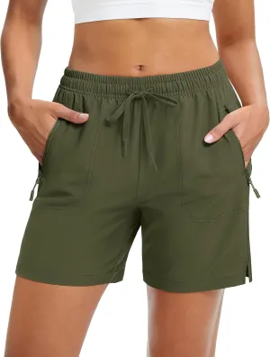 MAGCOMSEN Women's 5" Hiking Shorts UPF 50  Quick Dry Lightweight Athletic Running Golf Summer Casual Shorts with Pockets