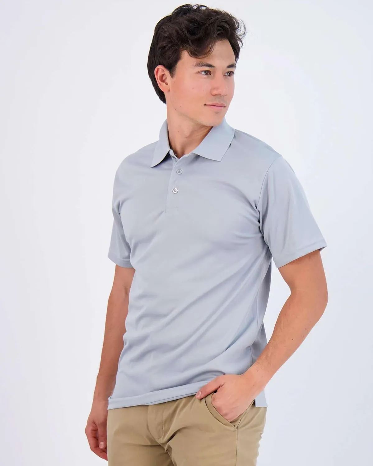 Real Essentials 3 Pack: Men's Quick-Dry Short Sleeve Athletic Performance Polo Shirt (Available in Big & Tall)