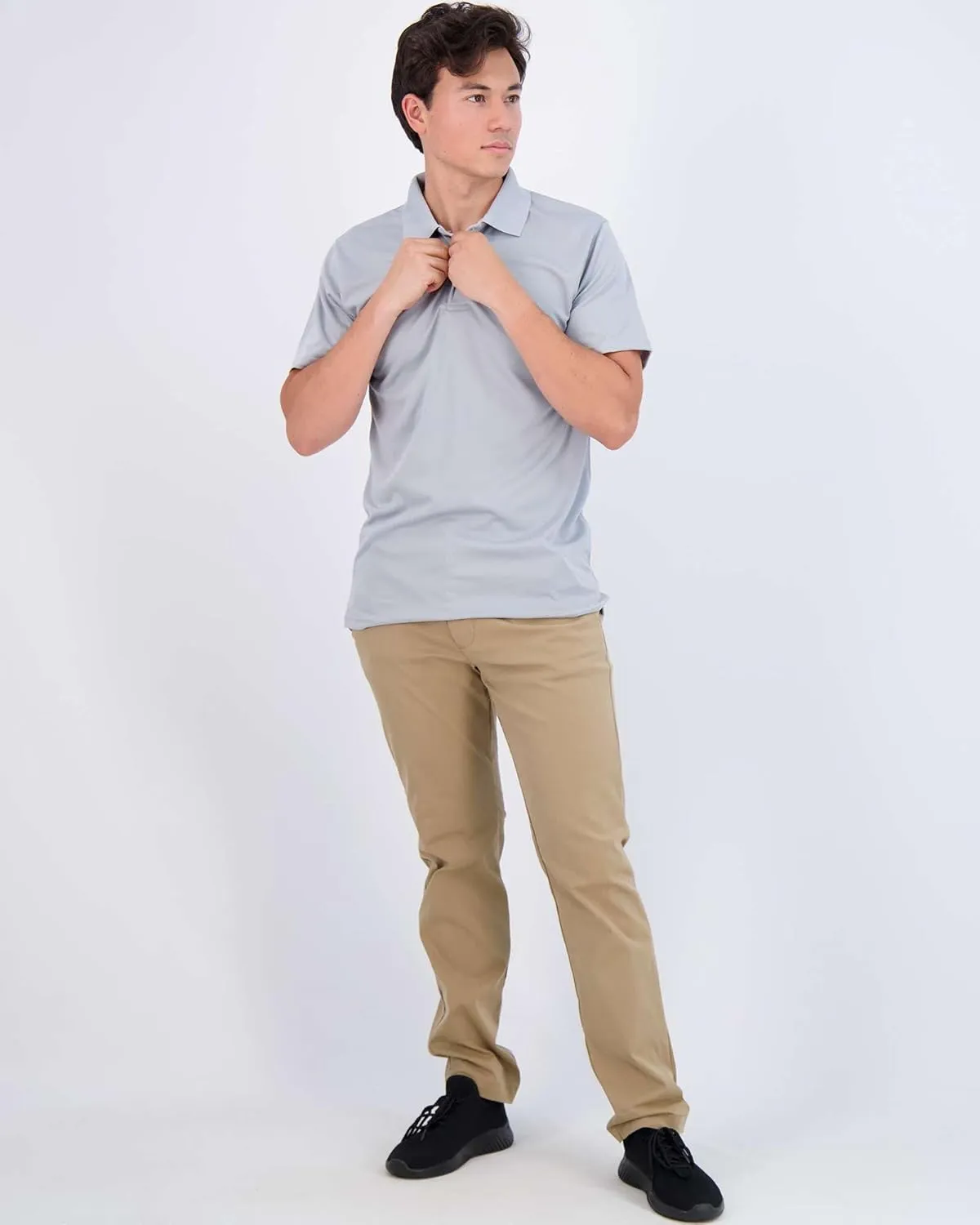 Real Essentials 3 Pack: Men's Quick-Dry Short Sleeve Athletic Performance Polo Shirt (Available in Big & Tall)