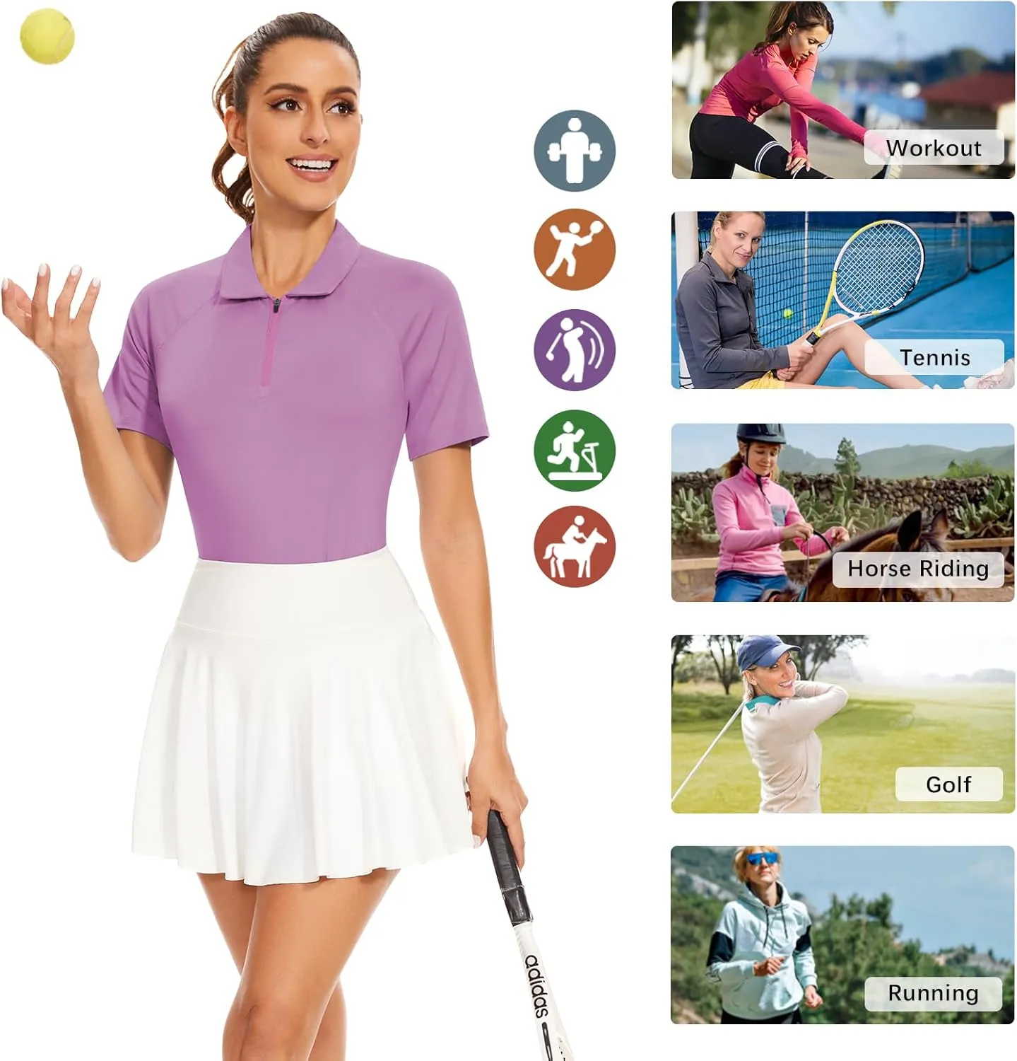 Soneven Women's Sleeveless Golf Shirts Ribbed Golf Tanks Tops UPF50  Athletic Racerback Polo Shirts Tennis Tops
