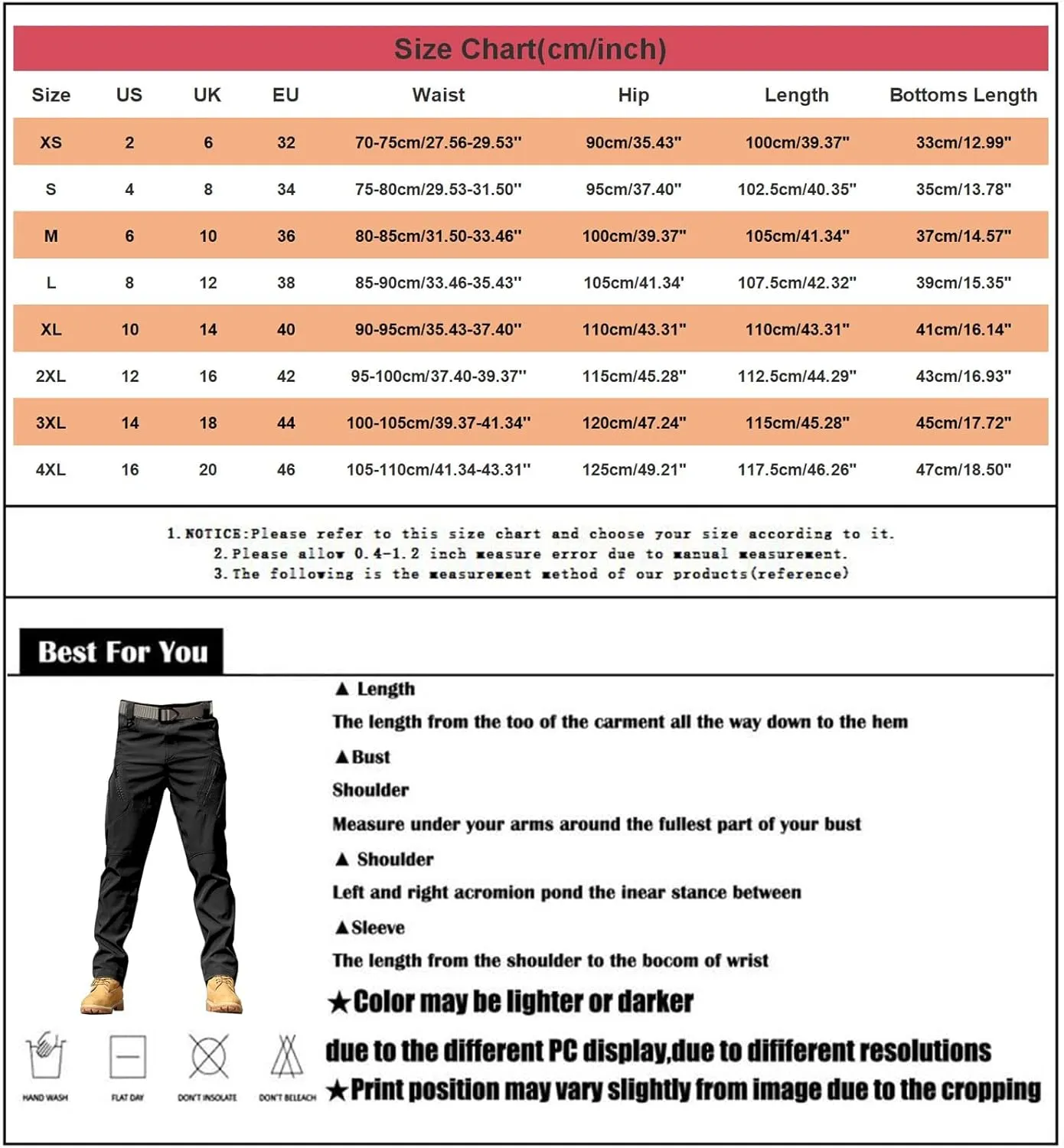 Tactical Pants for Men Lightweight Stretch Hiking Cargo Pants Outdoor Waterproof Ripstop Pant with Multi Pockets