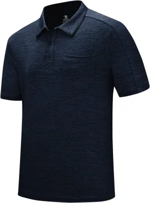 TBMPOY Men's Polo Shirts Short Sleeves with Pocket Lightweight Quick Dry Outdoor Casual Work Golf Sports Shirt