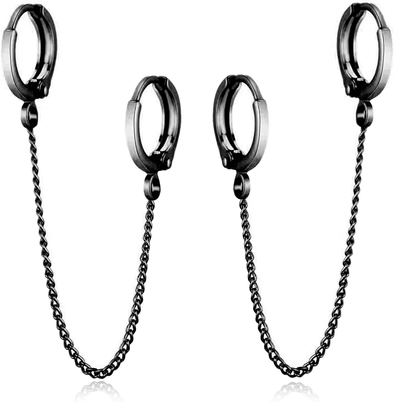 Unique Small Silver Chain Handcuff Hoop Earrings Double Piercing Dangle Drop Cartilage Earrings Chic Chain Huggie Hoop Earrings for Men Women Statement Jewelry Gifts