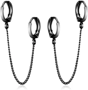 Unique Small Silver Chain Handcuff Hoop Earrings Double Piercing Dangle Drop Cartilage Earrings Chic Chain Huggie Hoop Earrings for Men Women Statement Jewelry Gifts