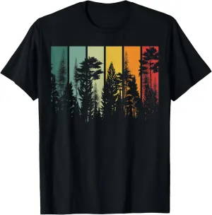 Vintage Forest Trees Outdoors Nature Hiking Camping Lovers T-Shirt
