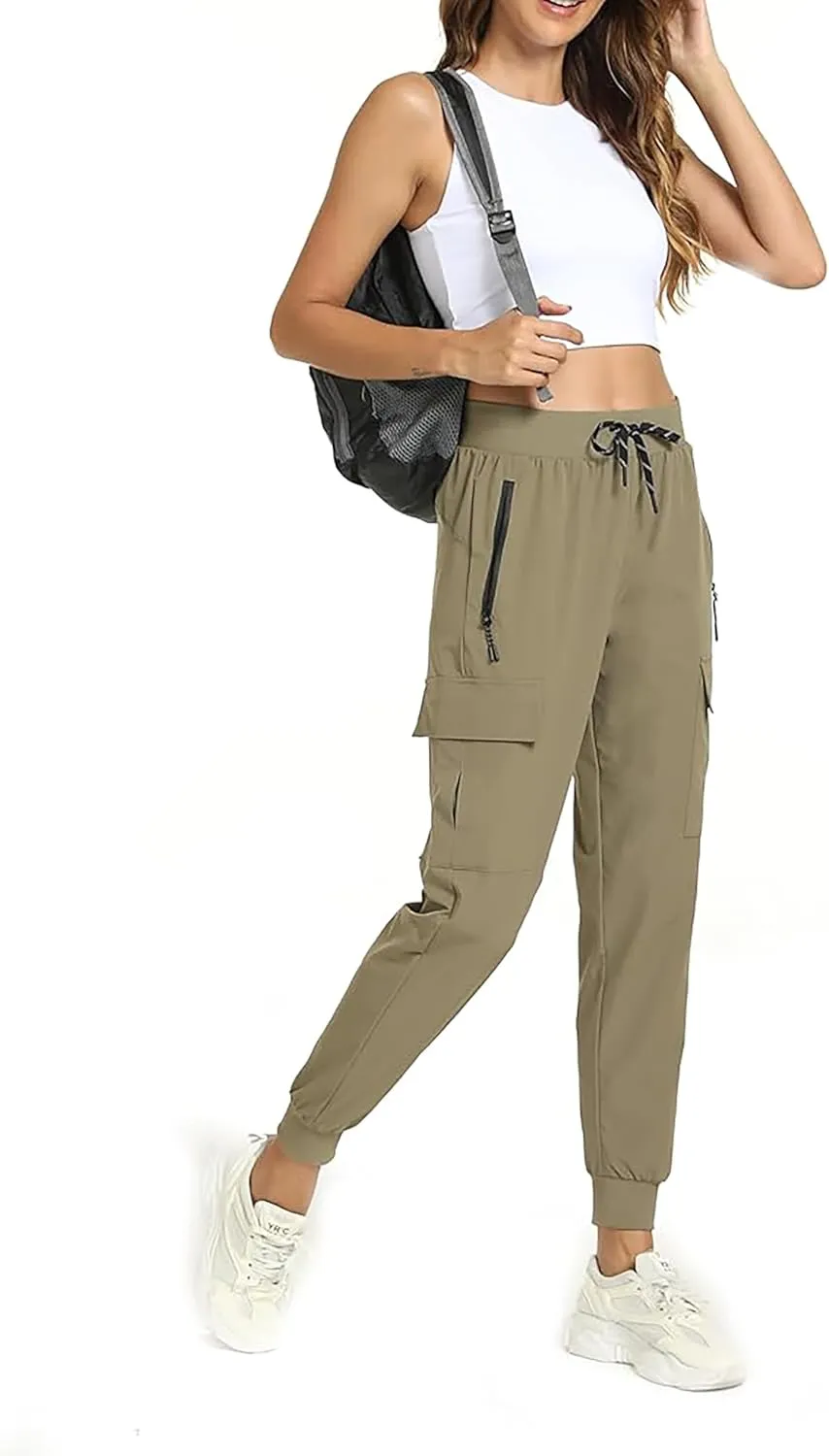 Womens Cargo Pants with Pockets-Lightweight Quick Dry Water Resistant Hiking Pants for Travel Casual Athletic and Outdoor