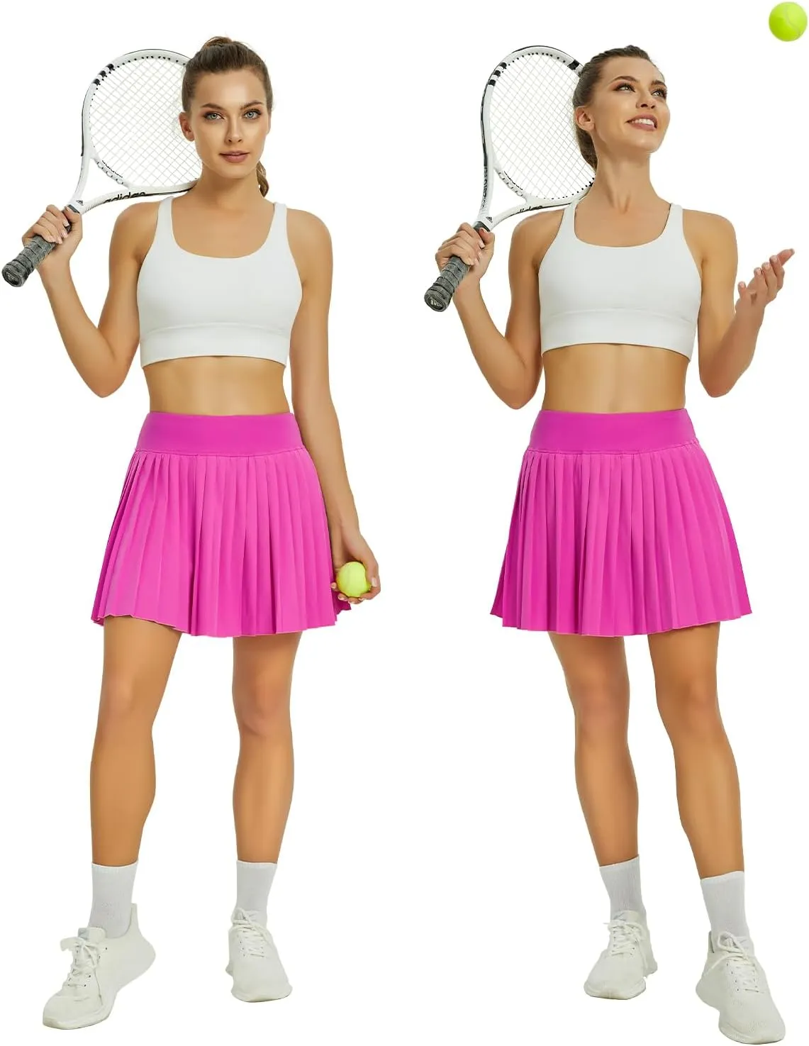 Womens Pleated Tennis Skirts with Pocket Shorts High Waisted Skorts Lightweight Golf Skirt Flowy Athletic Skort