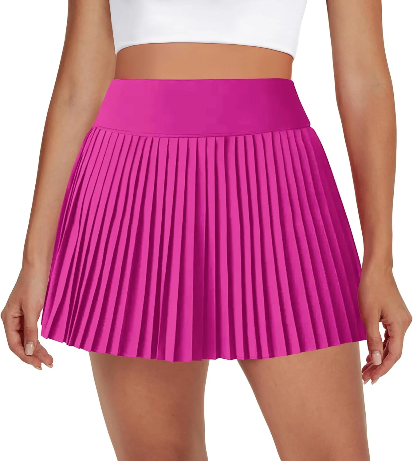 Womens Pleated Tennis Skirts with Pocket Shorts High Waisted Skorts Lightweight Golf Skirt Flowy Athletic Skort