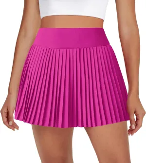 Womens Pleated Tennis Skirts with Pocket Shorts High Waisted Skorts Lightweight Golf Skirt Flowy Athletic Skort